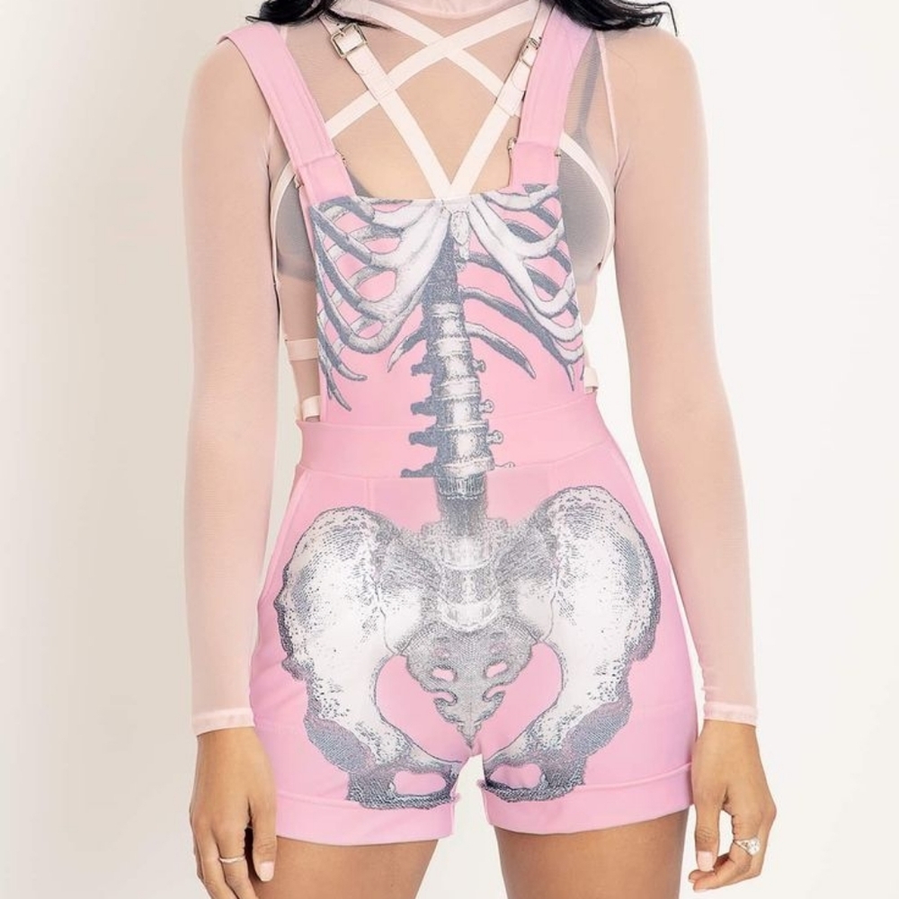 Blackmilk Ribs Pink Short Overalls - Picture 2 of 2